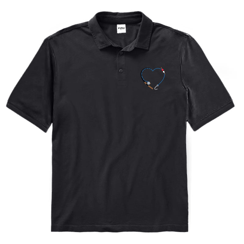 Heart Fishing Rod Polo Shirt