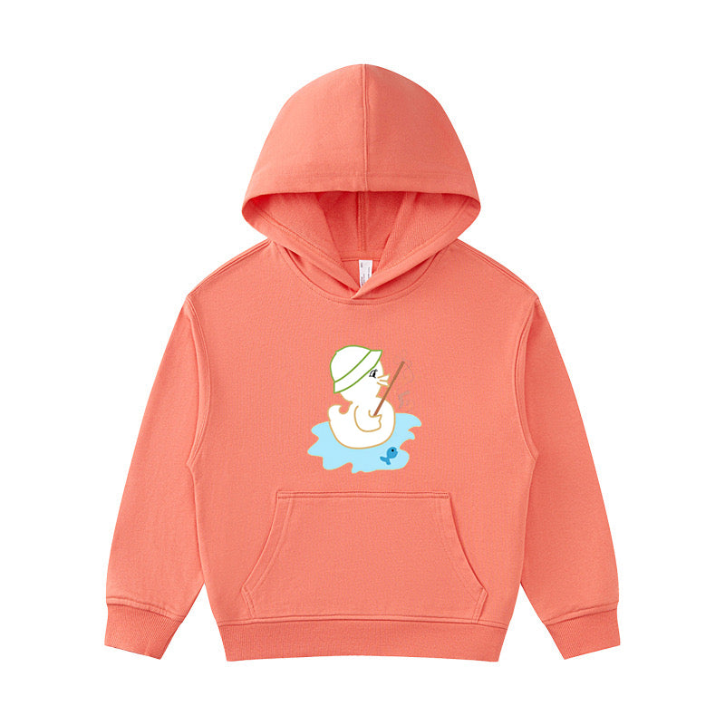 Cute Duck Fishing Kid's Hoodie