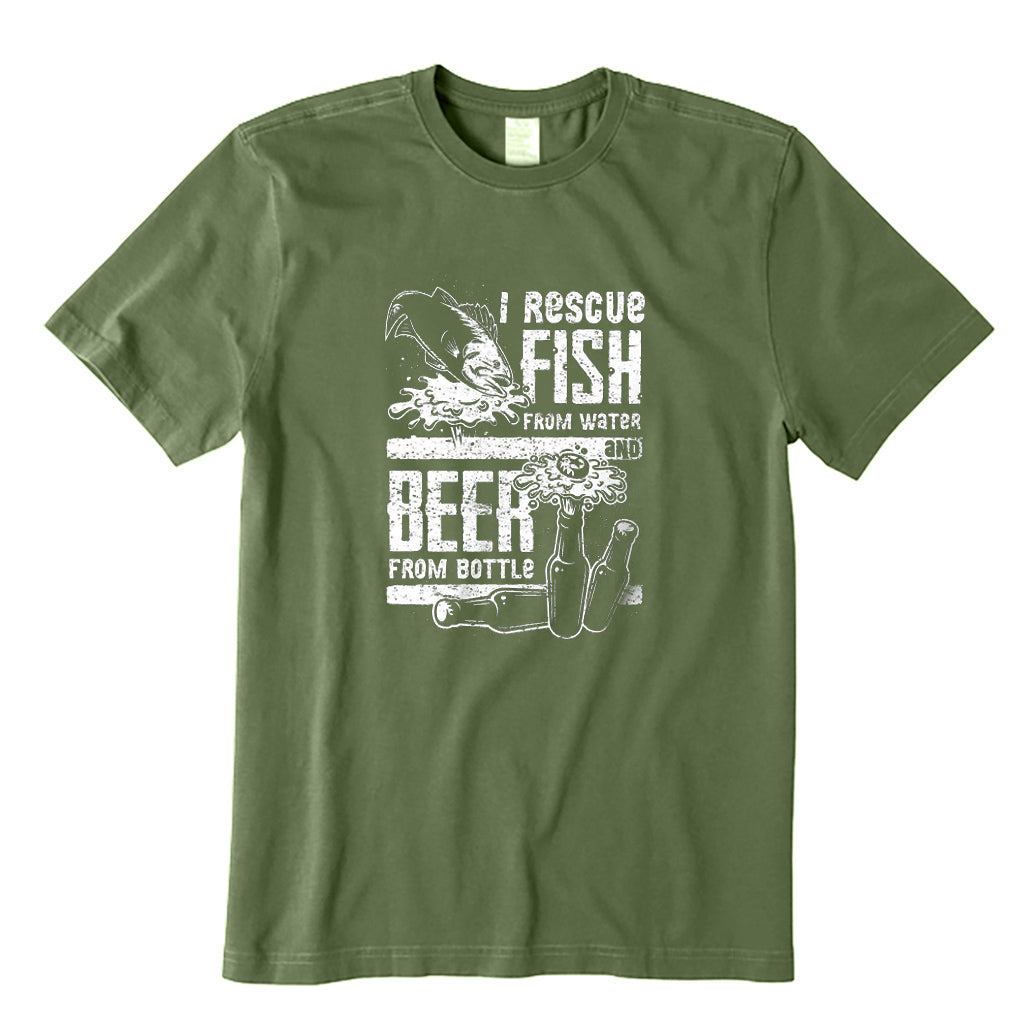 I Rescue Fish From Water and Beer From Bottle T-Shirt