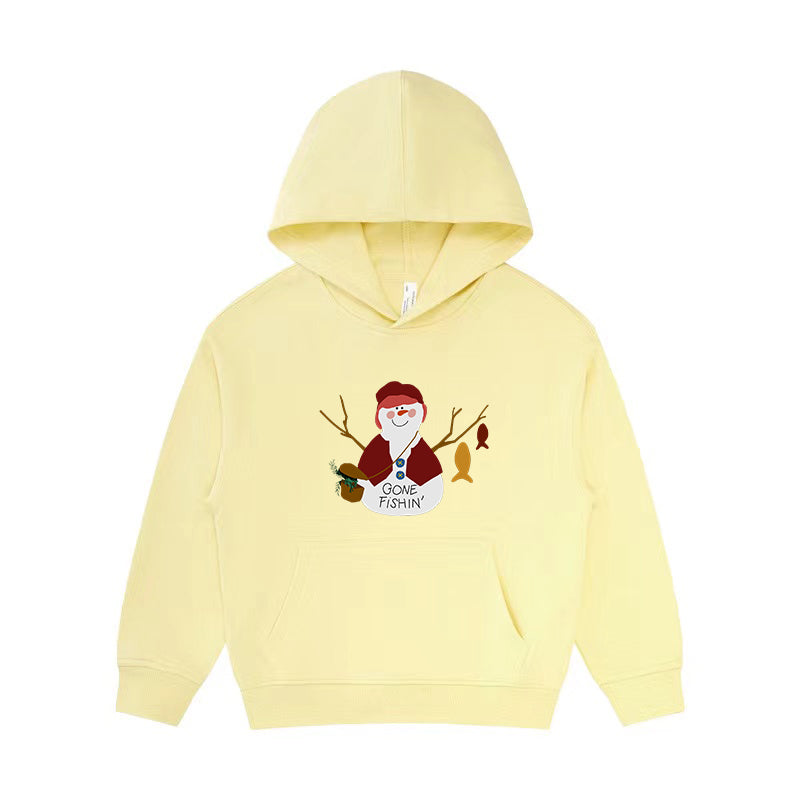 Snowman Gone Fishing Kid's Hoodie