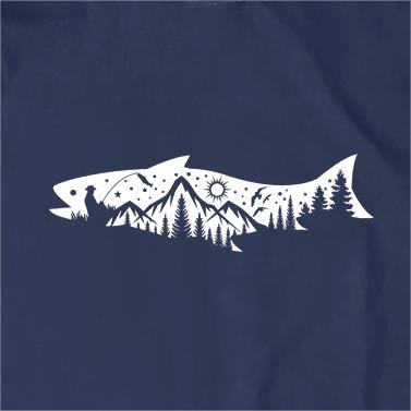 Fishing Mountain And Trees T-Shirt