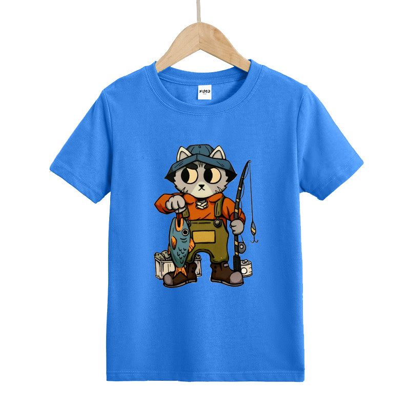 Cat Fishing Kid's T-Shirts