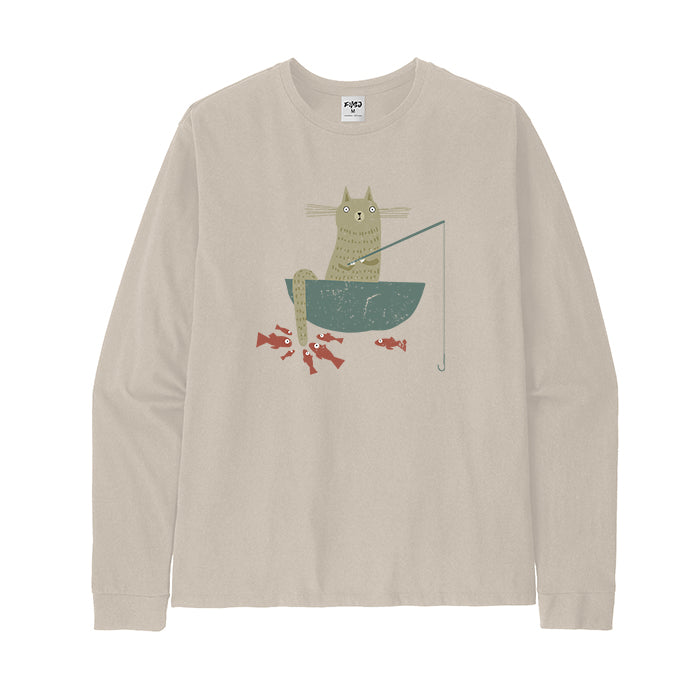 Silly Cat Fishing Long Sleeve T-Shirt