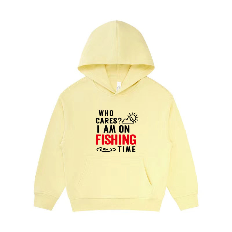 I Am on Fishing Time Kid's Hoodie