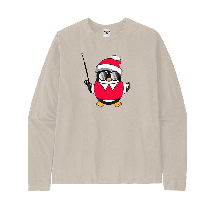 Christmas Penguin Fishing long Sleeve T-Shirt