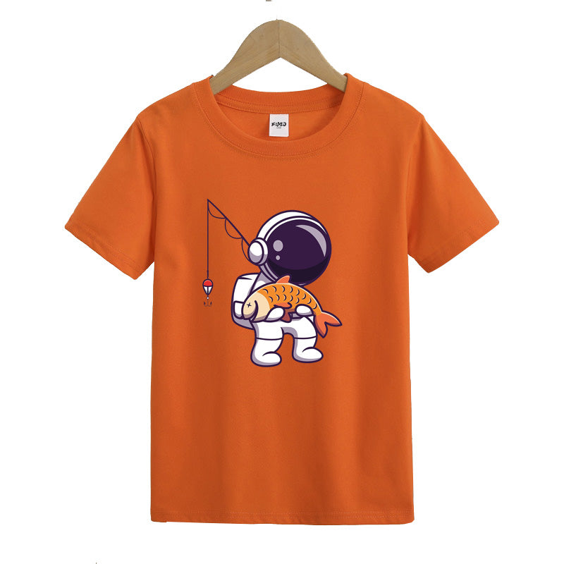 Astronaut Caught Fish Kid's T-Shirts