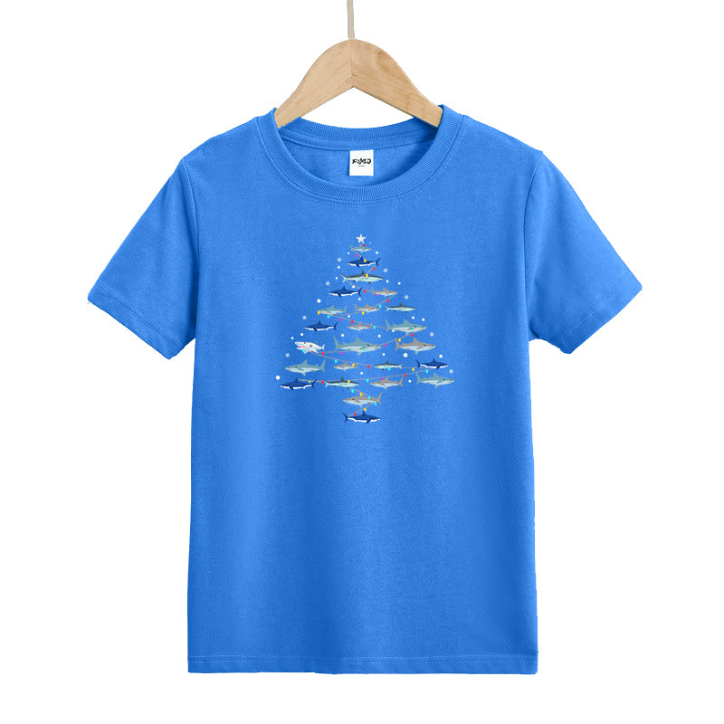 Christmas Shark Tree Kid's T-Shirts