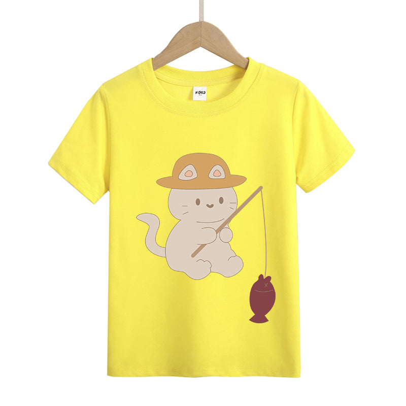 Cat Fishing  Kid's T-Shirts