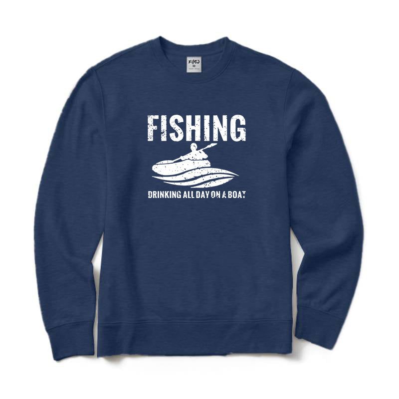 Fishing and Drinking All Day on A Boat Crewneck Sweatshirt