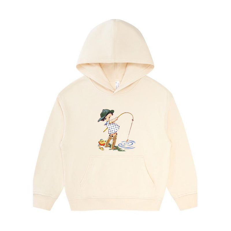 Girl in Waders Fishes Kid's Hoodie