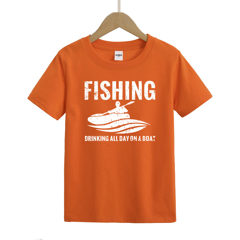 Fishing and Drinking All Day on A Boat Kids T-Shirt