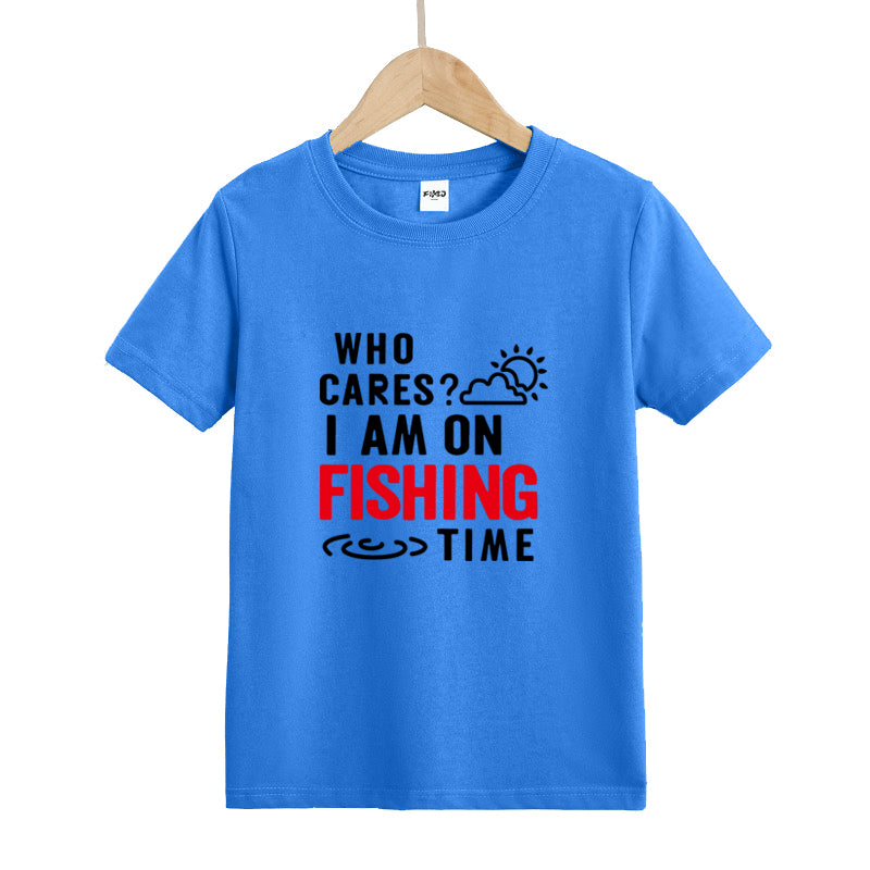 I Am on Fishing Time Kid's T-Shirts