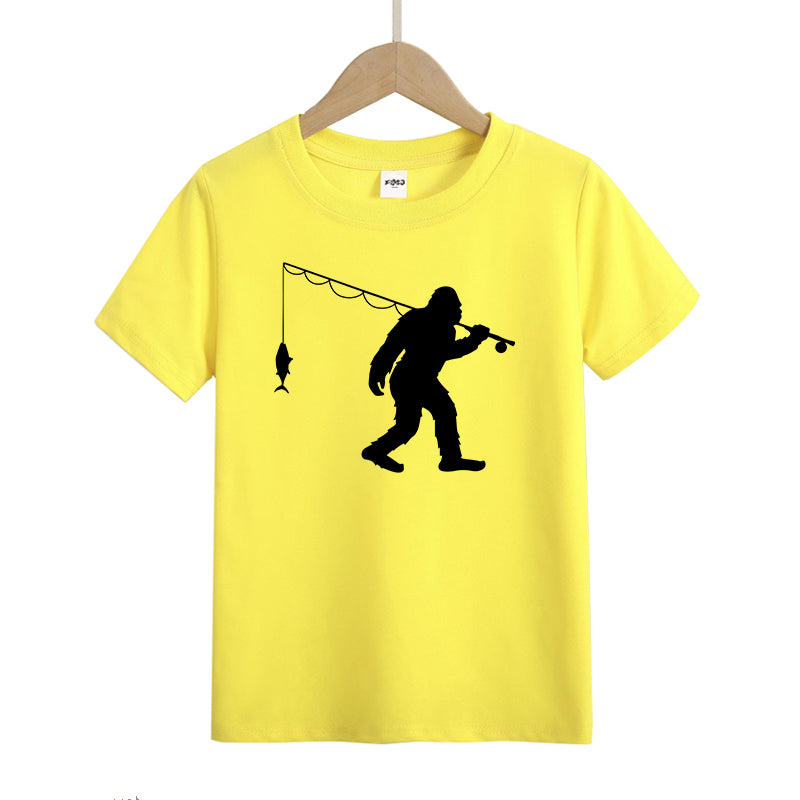 Bigfoot Fishing Kids T-Shirt