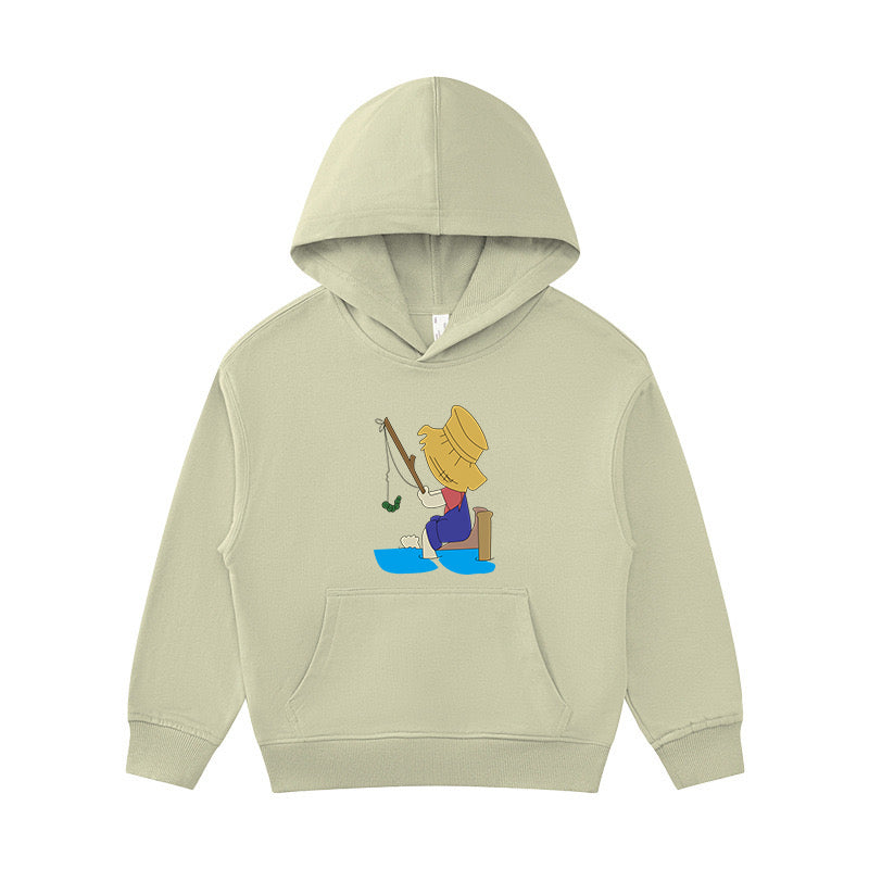 Girl fishing Kid's Hoodie