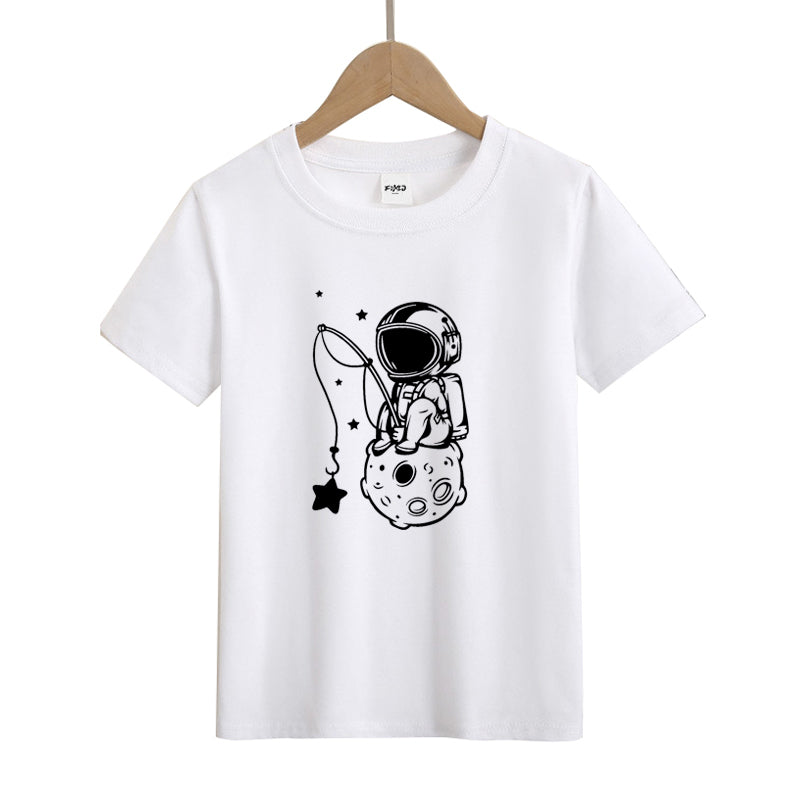 Lonely Astronaut Fishing Kid's T-Shirts