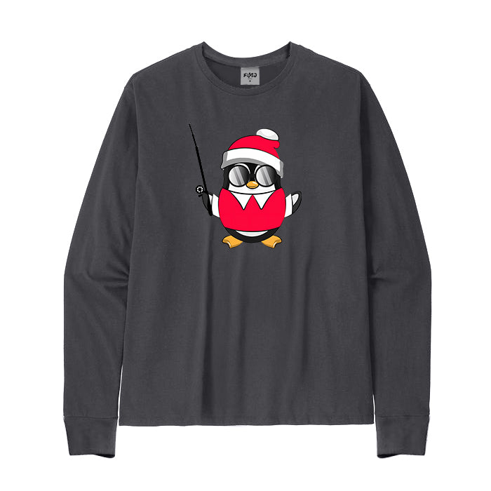 Christmas Penguin Fishing long Sleeve T-Shirt