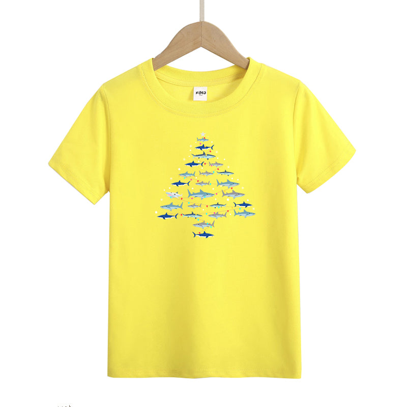 Christmas Shark Tree Kid's T-Shirts