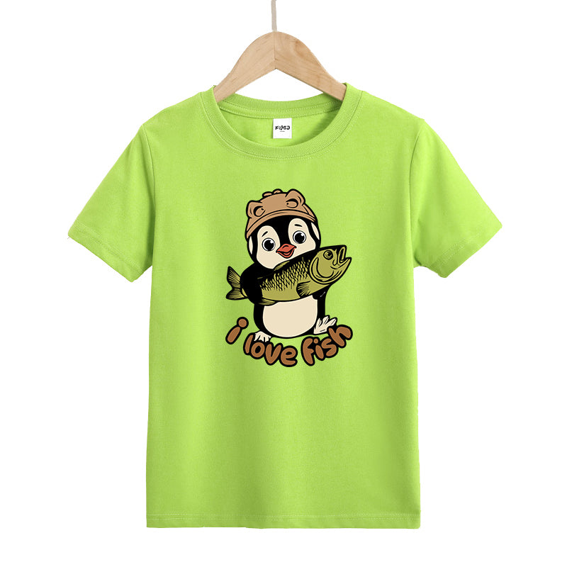 Penguins love fish Kid's T-Shirts