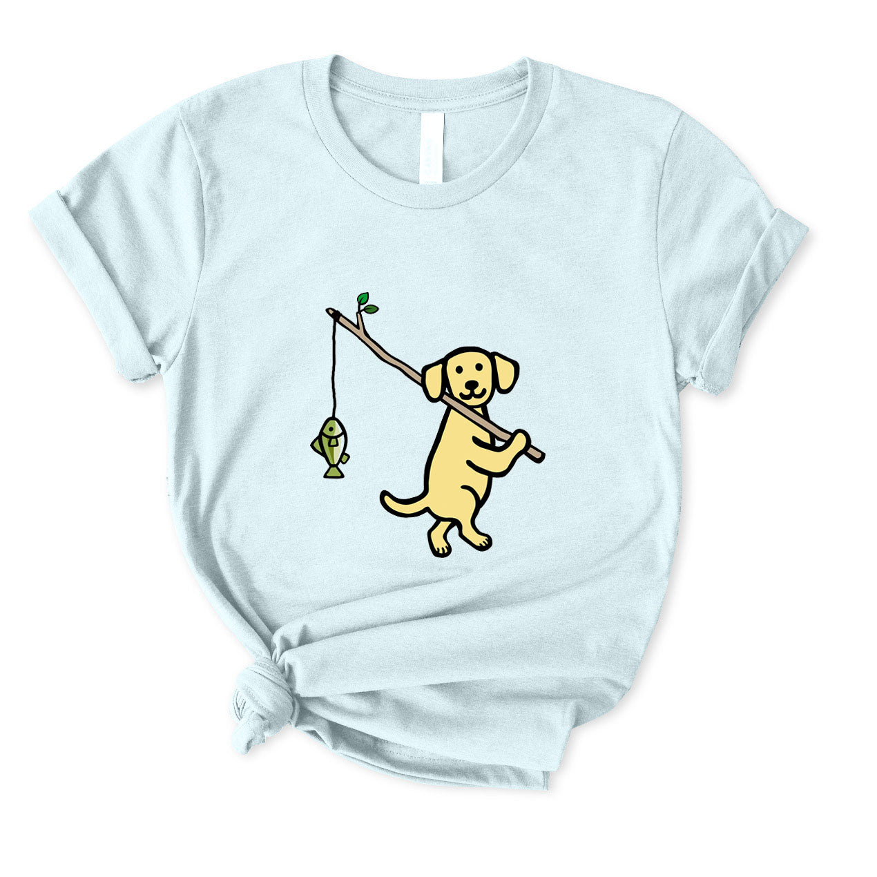 Cute Dog Fishing T-Shirt FOR WOMEN