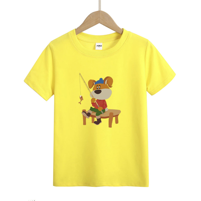 Cute Puppy Fishing Kid's T-Shirts