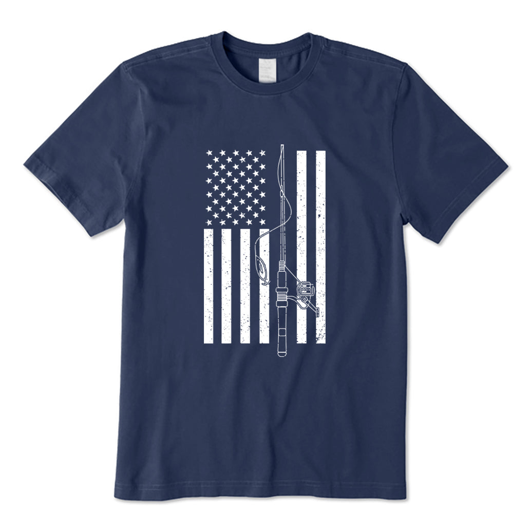 USA Flag Fishing Rod T-Shirt