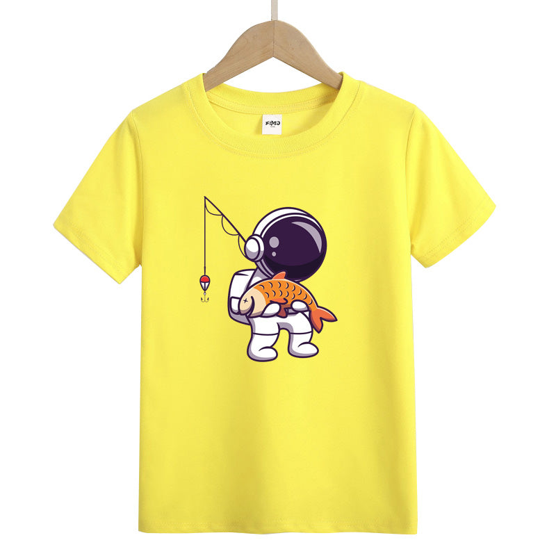 Astronaut Caught Fish Kid's T-Shirts