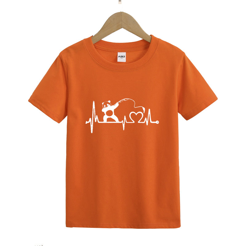 Bear Heartbeat Fishing Kid's T-Shirts