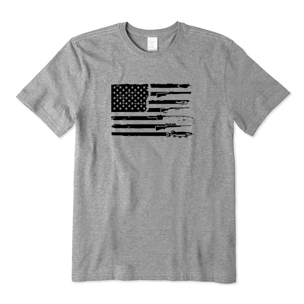 Hunting Fishing and American Flag T-Shirt