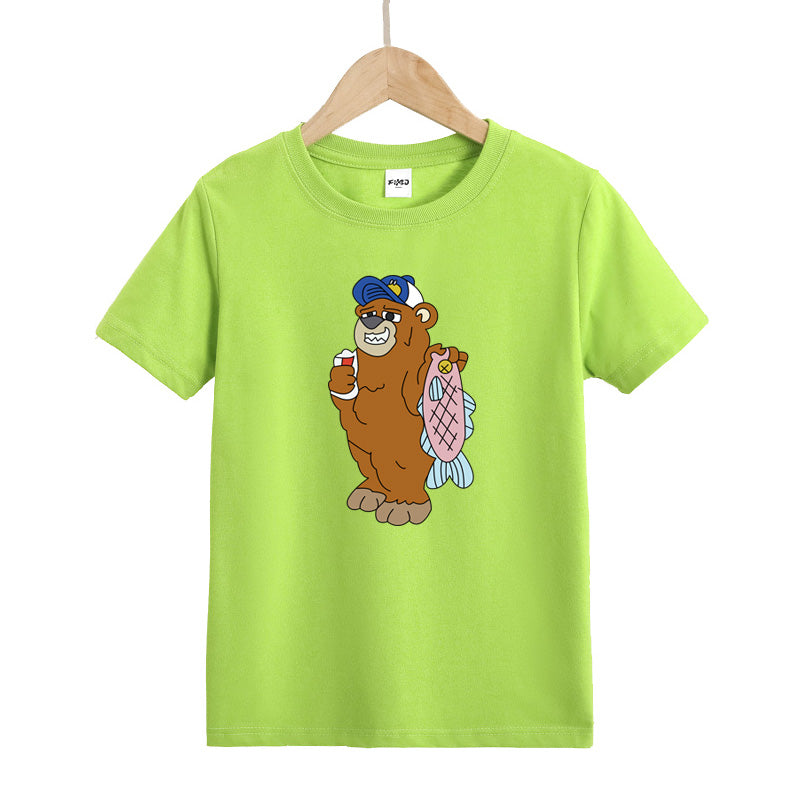 Bear Caught Fish Kid's T-Shirts