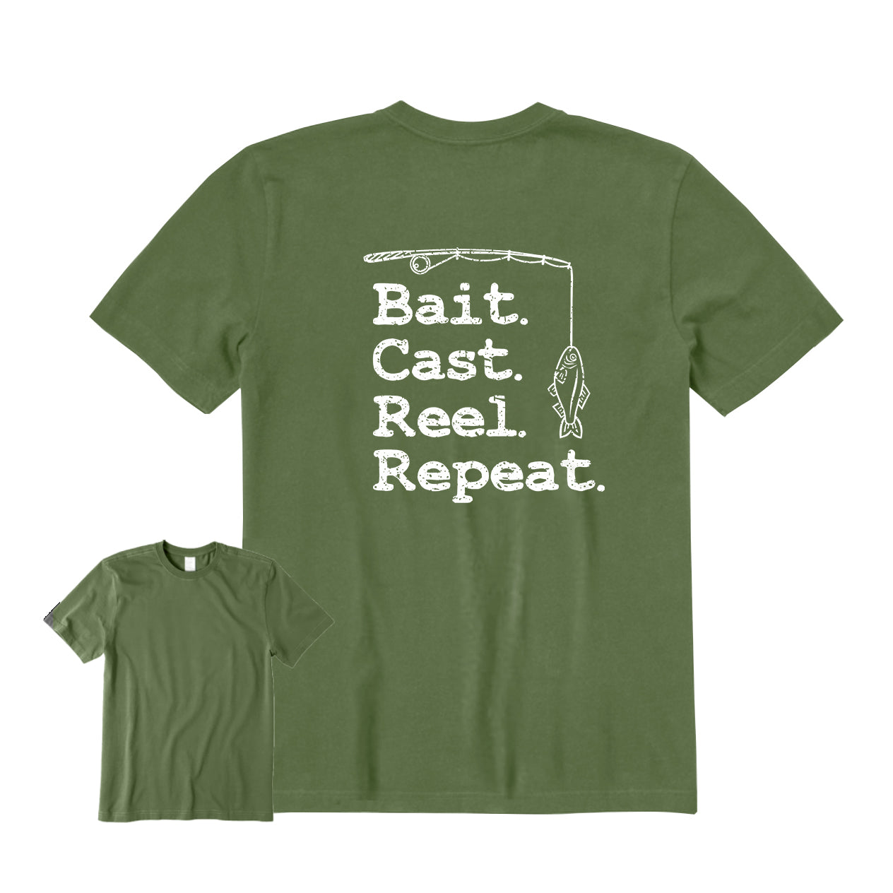 Bait Cast Reel Repeat Fishing Back Graphic T-Shirt