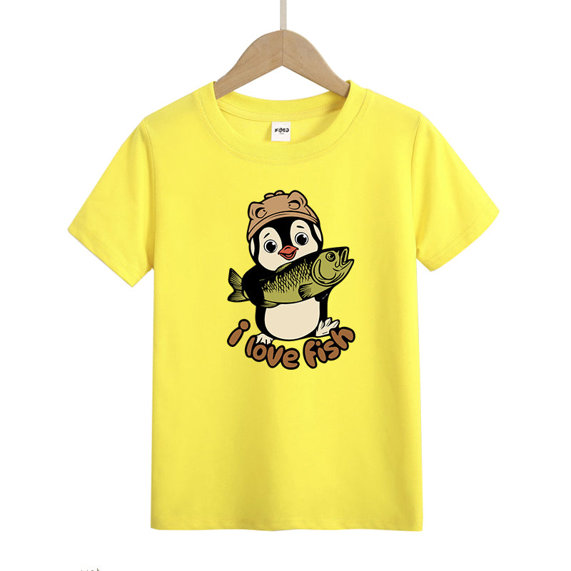 Penguins love fish Kid's T-Shirts