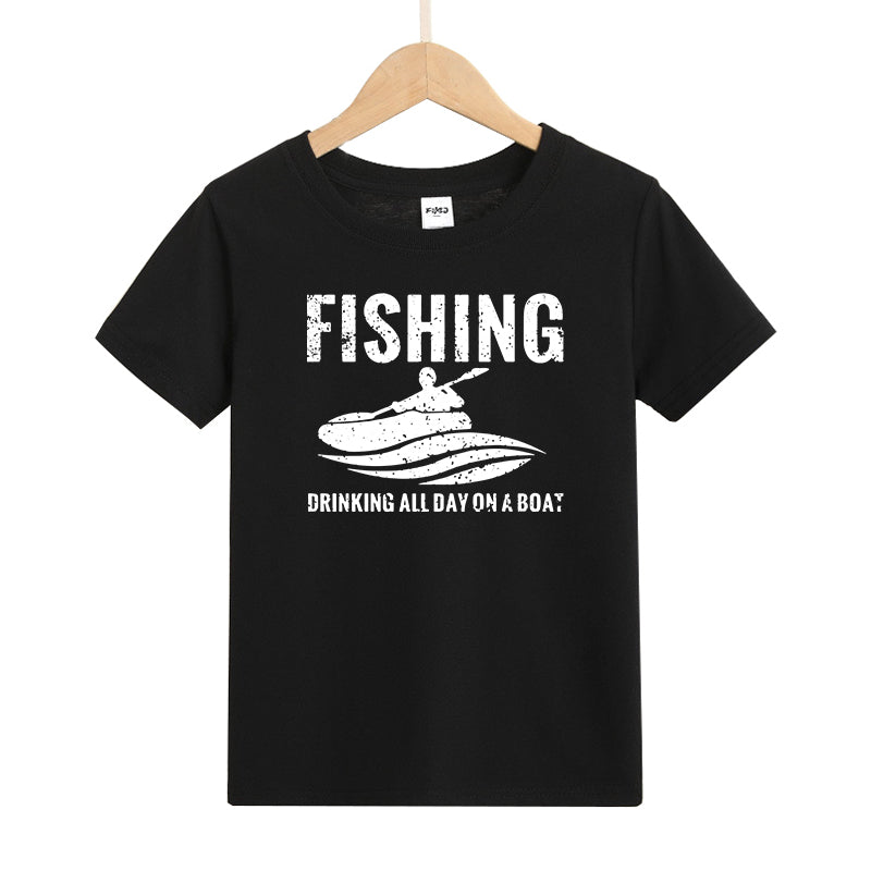 Fishing and Drinking All Day on A Boat Kids T-Shirt