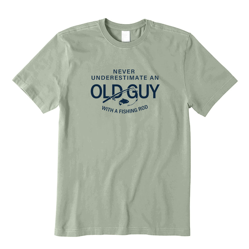 Never Underestimate An Old Guy with A Fishing Rod T-Shirt