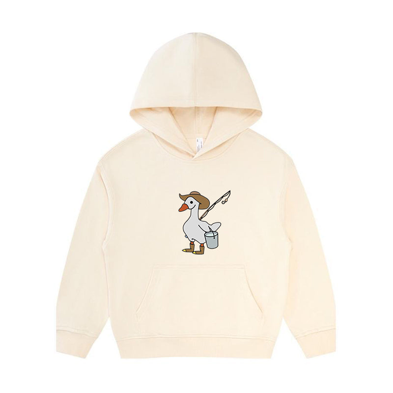 SILLY GOOSE GONE FISHING Kid's Hoodie