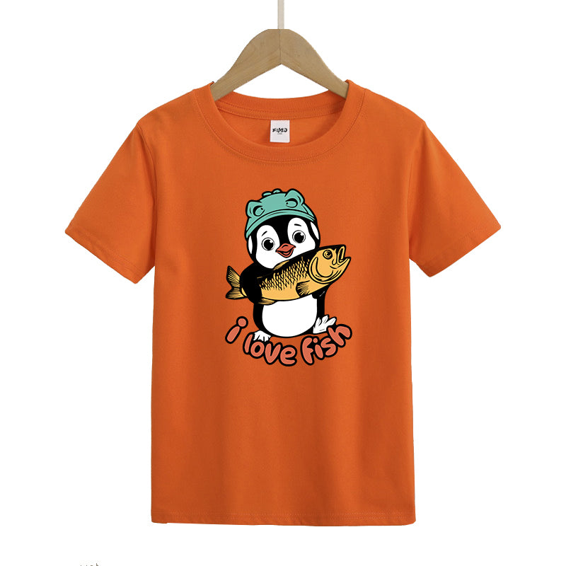 Penguins love fish Kid's T-Shirts