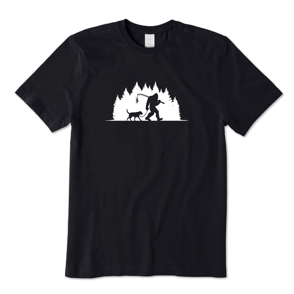 Bigfoot Fishing With Dog T-Shirt