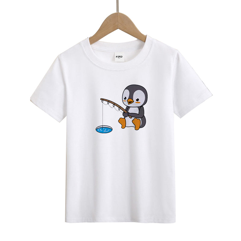 Penguin Ice Fishing Kid's T-Shirts