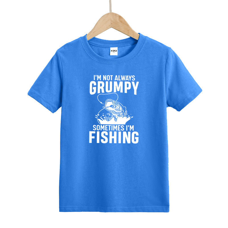 I'm Not Always Grumpy Sometimes I'm Fishing Kid's T-Shirts