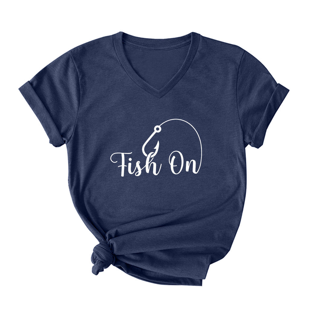 FISH ON V Neck T-Shirt for Women