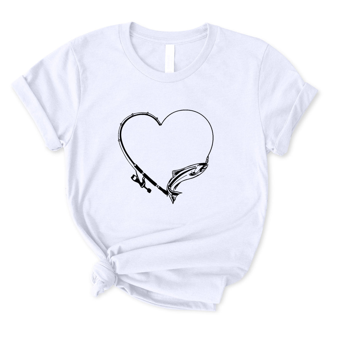 Fishing Rod Heart T-Shirt for Women