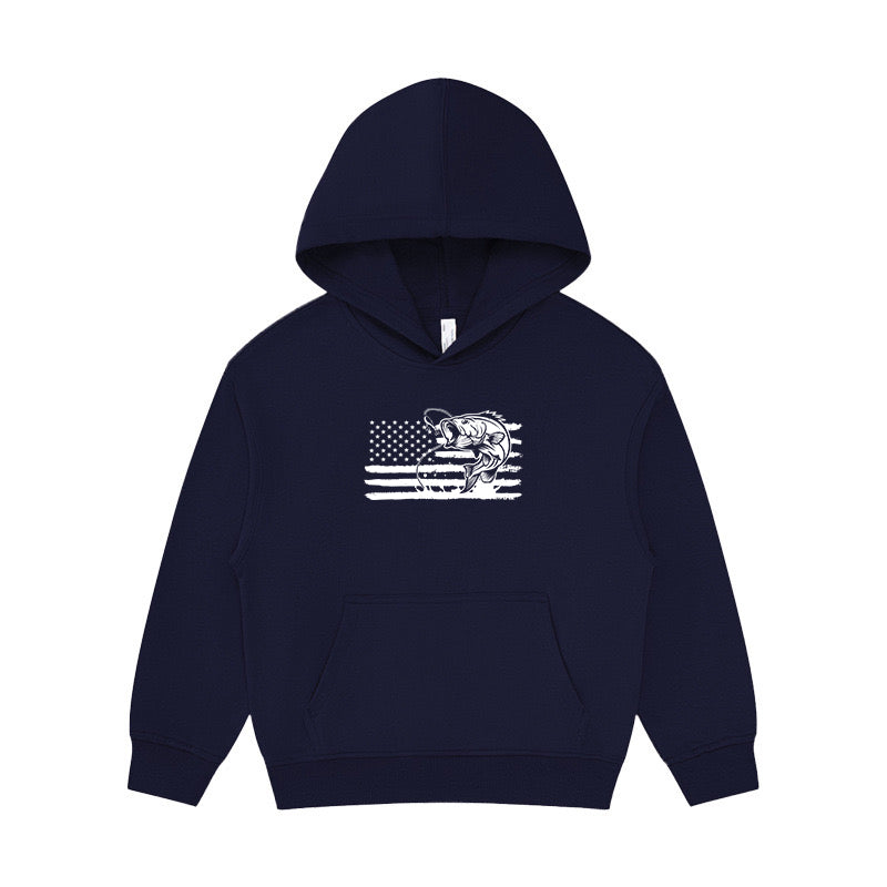 American Flag Fishing Kid's Hoodie