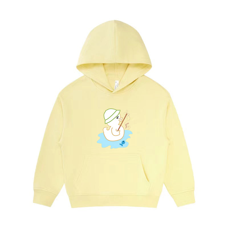 Cute Duck Fishing Kid's Hoodie