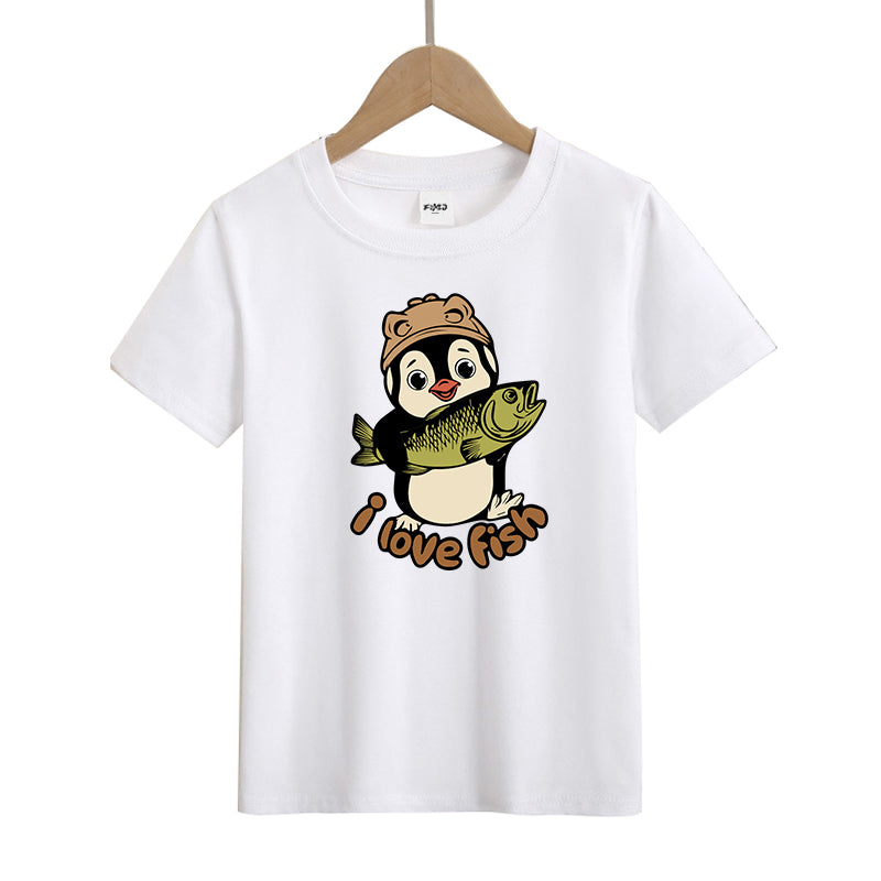 Penguins love fish Kid's T-Shirts