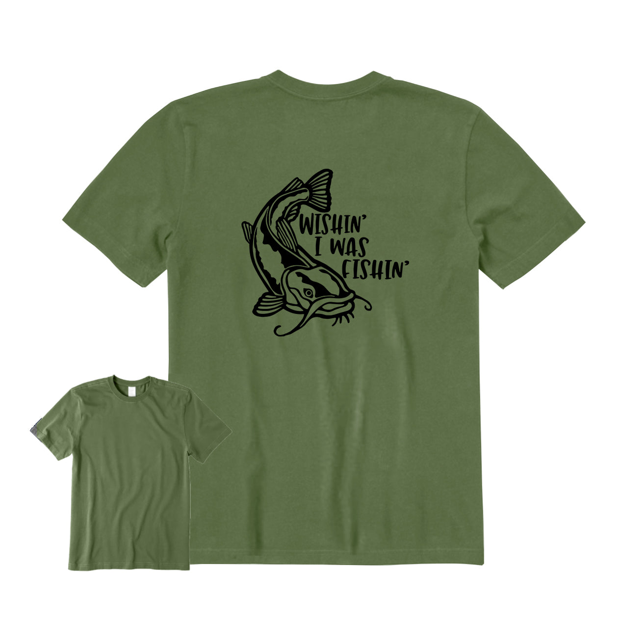 Wish I Was Fishing  Back Graphic T-Shirt