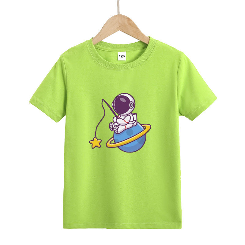 Astronaut Fishing in The Sea of stars Kid's T-Shirts