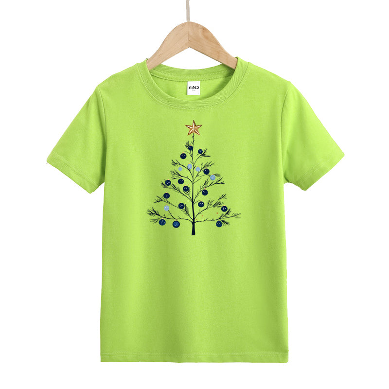 Blue Gold Christmas Tree Kids T-Shirt