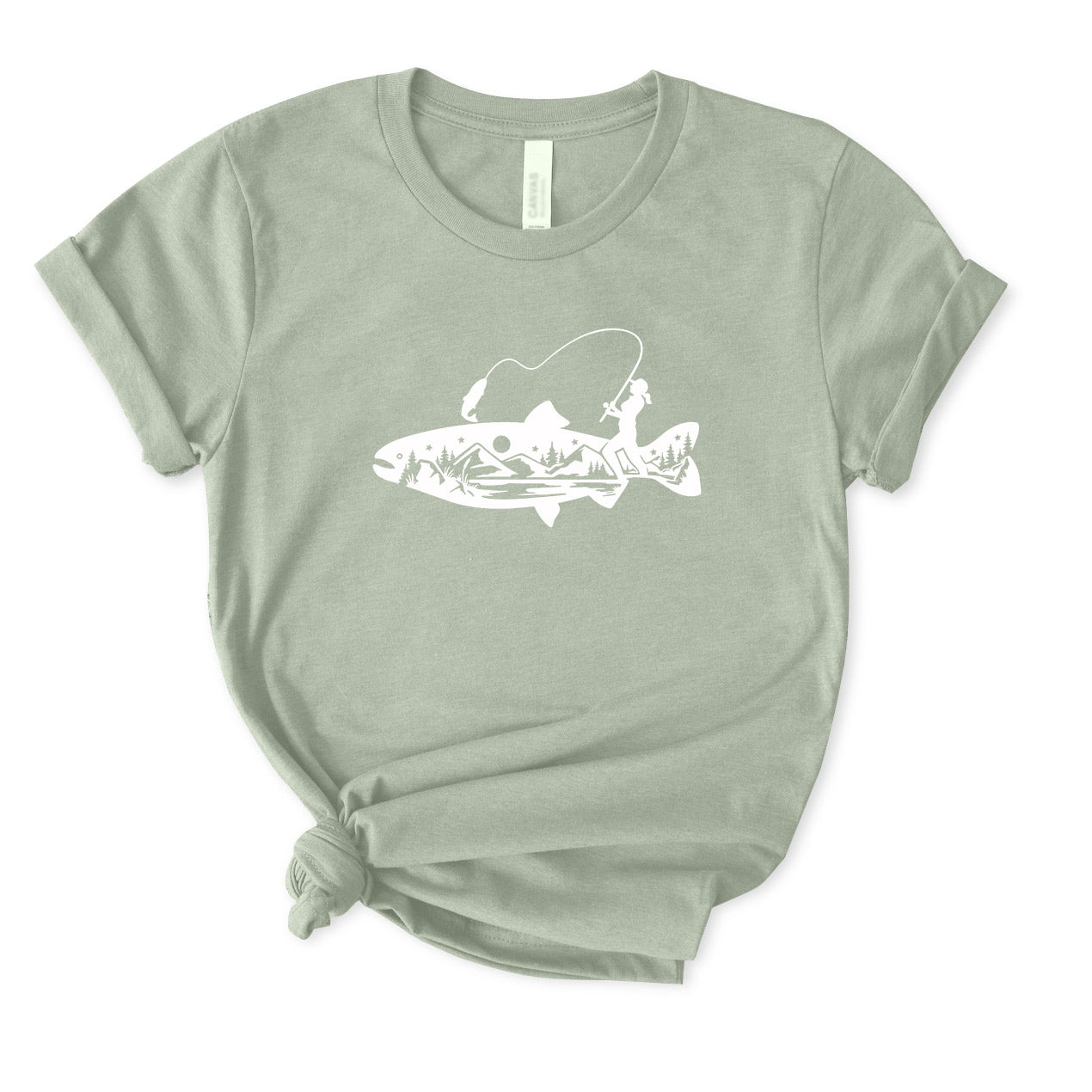 Woman Fishing Salmon T-Shirt for Women