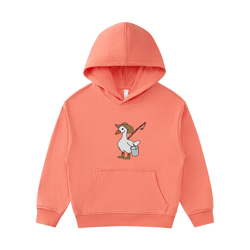 SILLY GOOSE GONE FISHING Kid's Hoodie