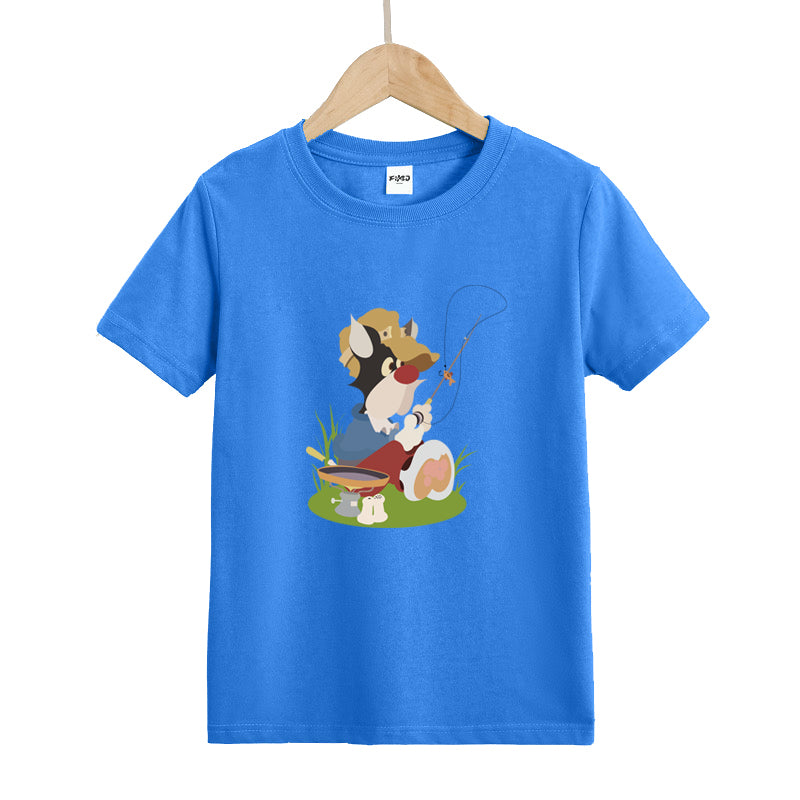 Cartoon Puppy Fishing Kid's T-Shirts