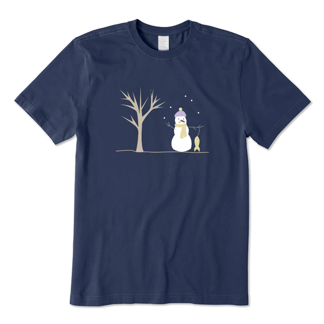 Fishing Snowman T-Shirt